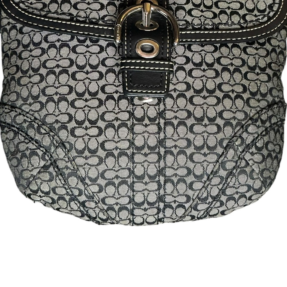 Coach Monogrammed Logo Buckle Small Crossbody Black/White/Silver Hardware - Picture 6 of 15